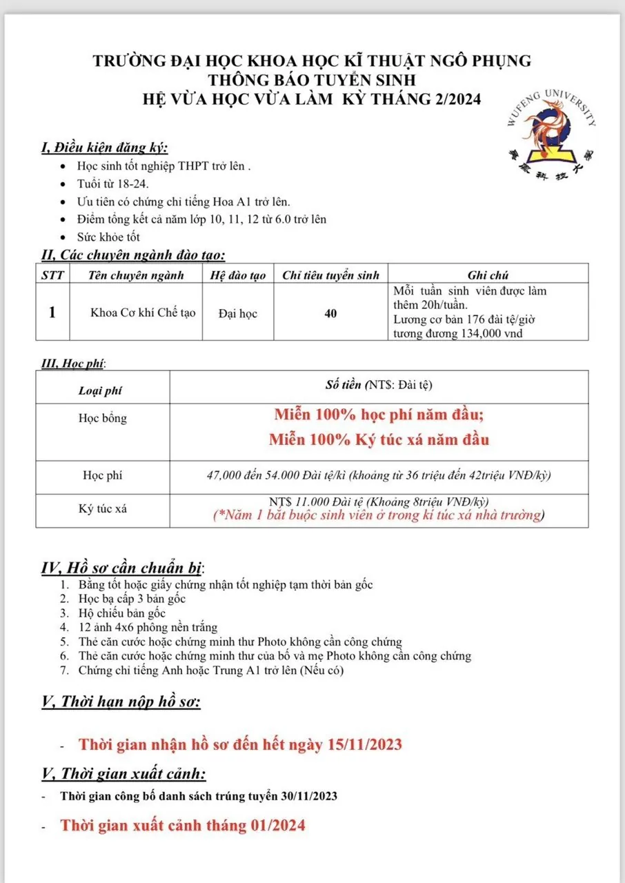Học bổng đại học KHKT Ngô Phụng